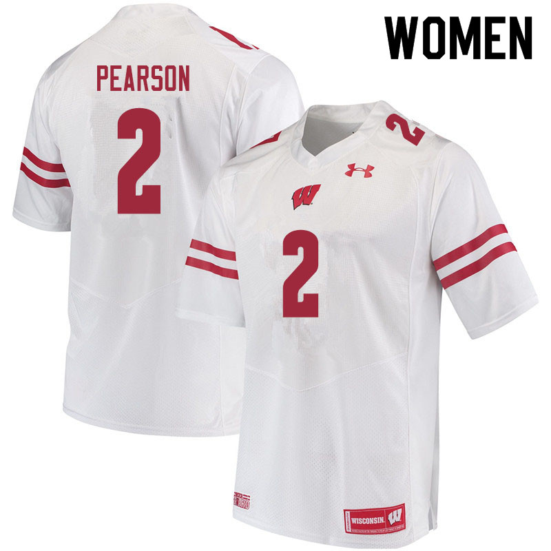 Women #2 Reggie Pearson Wisconsin Badgers College Football Jerseys Sale-White